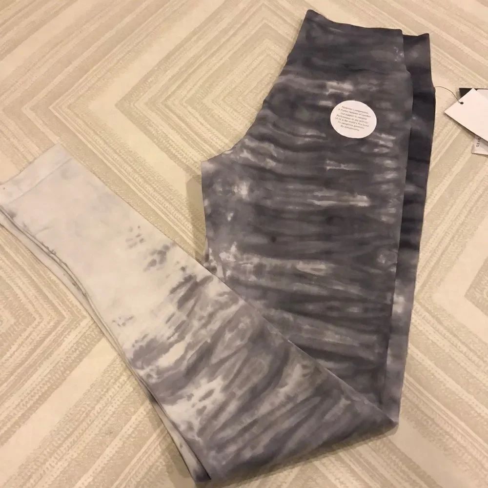 Nux Slate/White Tie Dye wash Compression Leggings